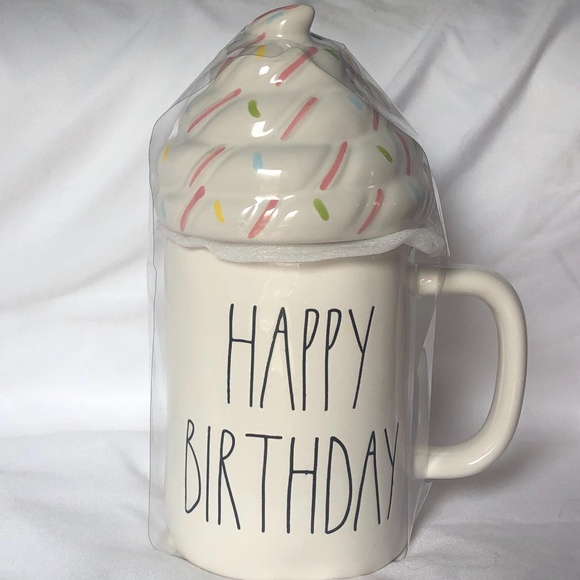 NEW Rae Dunn Happy Birthday Topped Mug w/ Whip Cream - Picture 1 of 3